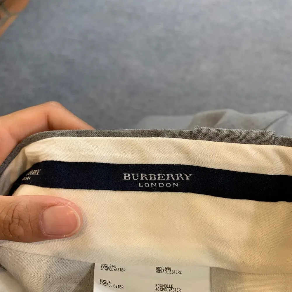 Vintage Burberry Pants Mens *40 Gray Hayden Wool Blend Pleated Business Dress